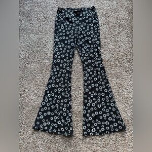 Floral Black Kids Bell-Bottom Pants